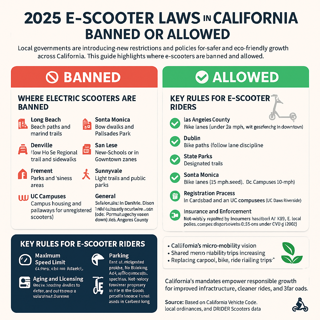 2025 California Electric Scooter Laws – Age, Helmets, Speed & Bans