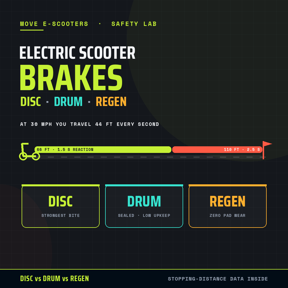 Electric Scooter Brakes: Disc vs Drum vs Regen (2026)