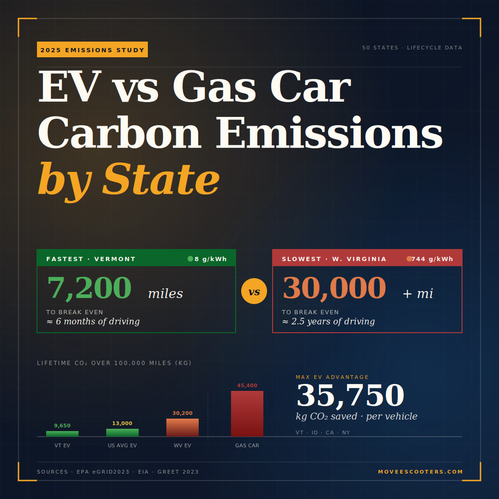 EV vs Gas Emissions by State 2025: 50-State Study