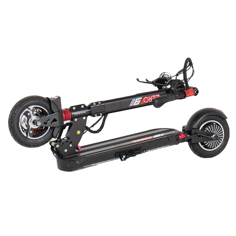 Rider carrying the folded electric scooter up apartment stairs